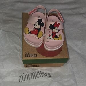 Mini Melissa Pink Sandals with Mickey and Minnie - New in original box